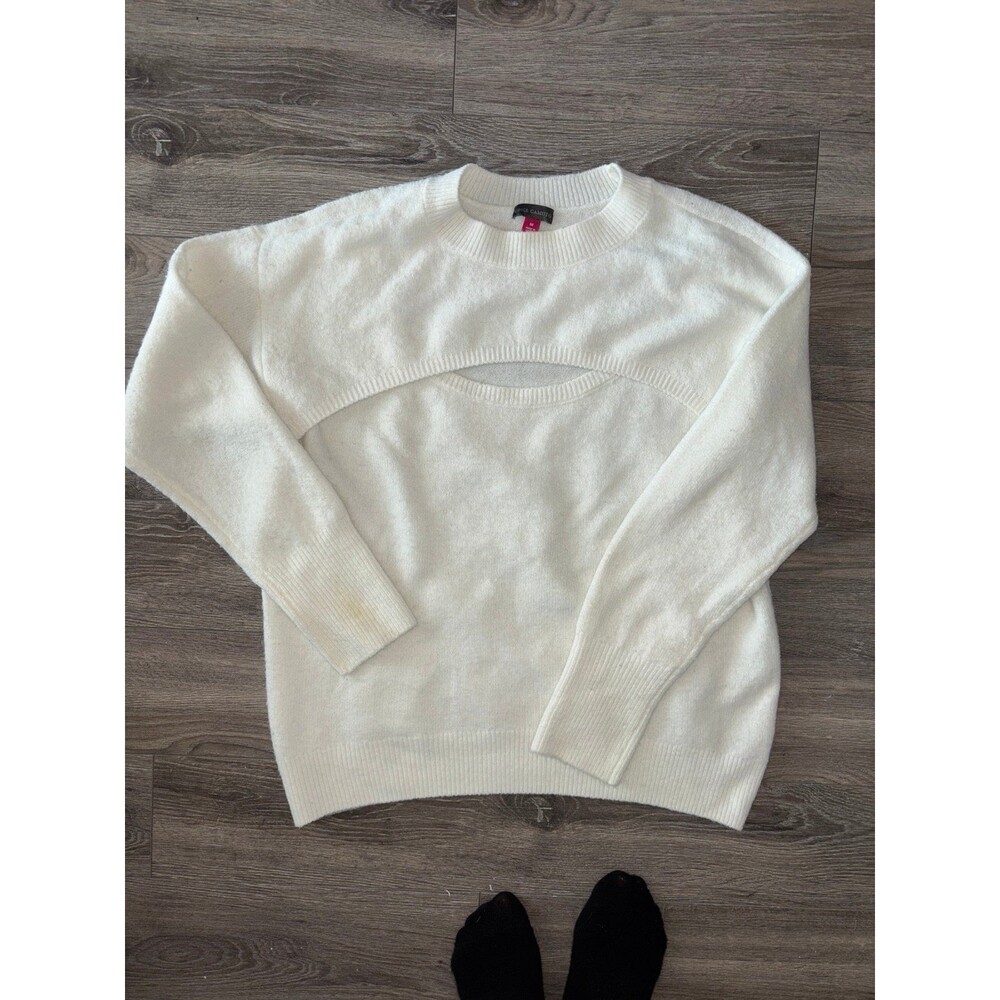 Vince Camuto White Cut Out Sweater